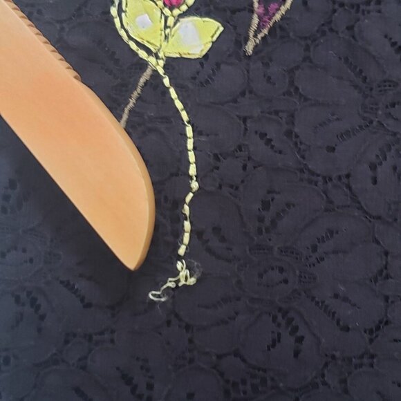 French Connection Lace Dress Womens Size 6 Black Floral Embroidery Boho Coquette - Picture 9 of 16